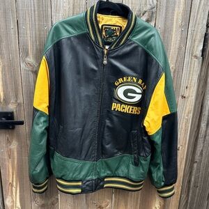 Vintage Green Bay Packers NFL Authentic Carl Banks Leather Jacket Size XL